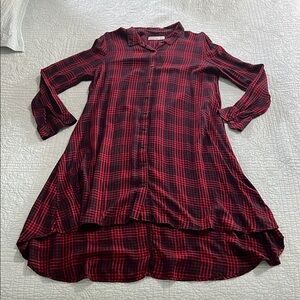 Time and Tru Red Plaid Long Sleeve Dress